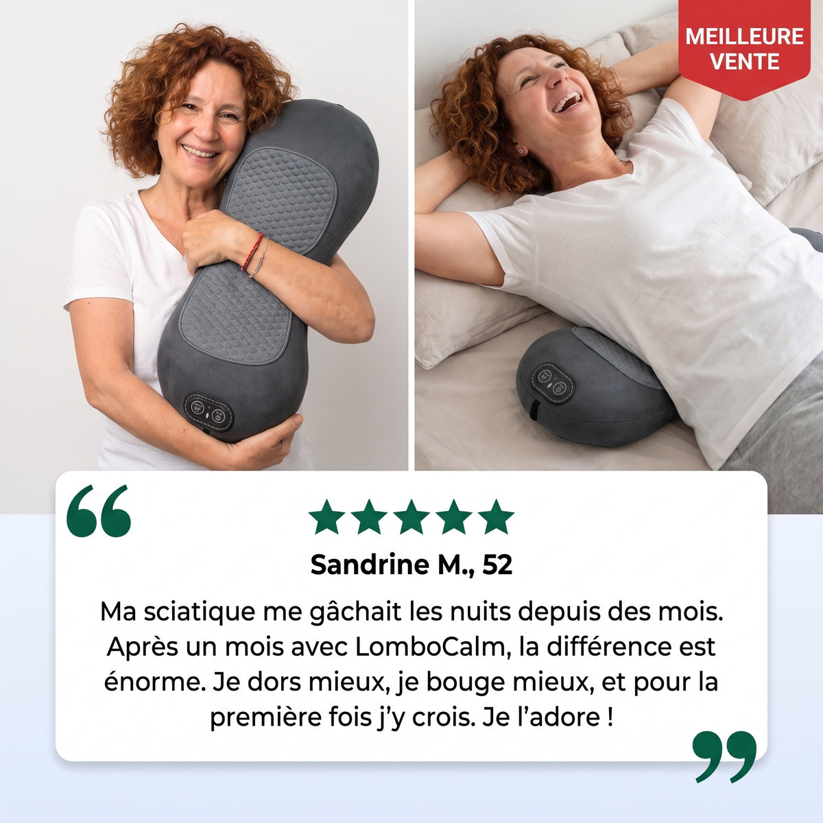 Avis client LomboCalm, Sandrine M., 52 ans